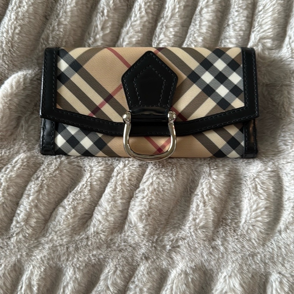 Burberry plaid check canvas & leather continental wallet - Picture 3 of 14